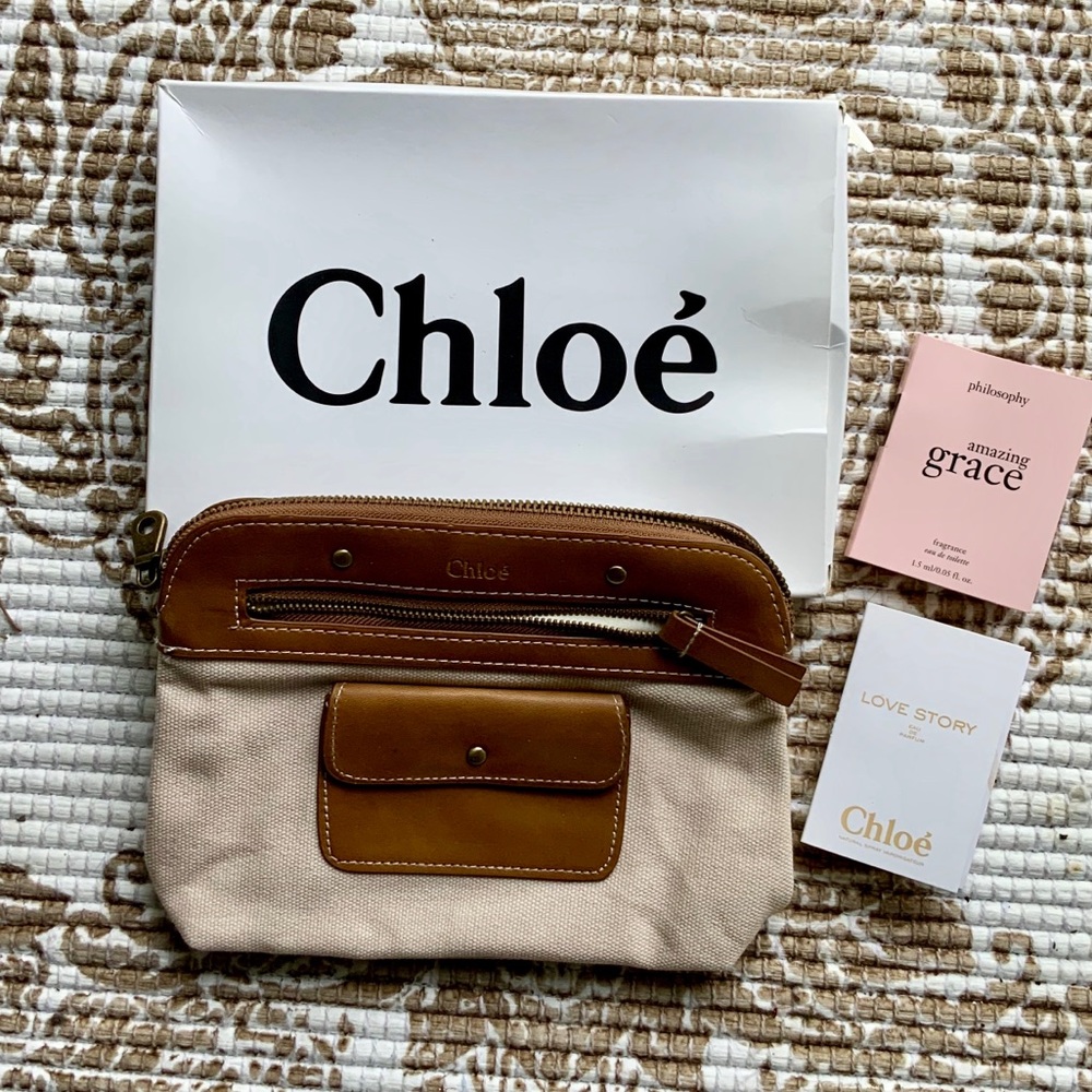 Chloé pouch bag clutch with fragrance samples